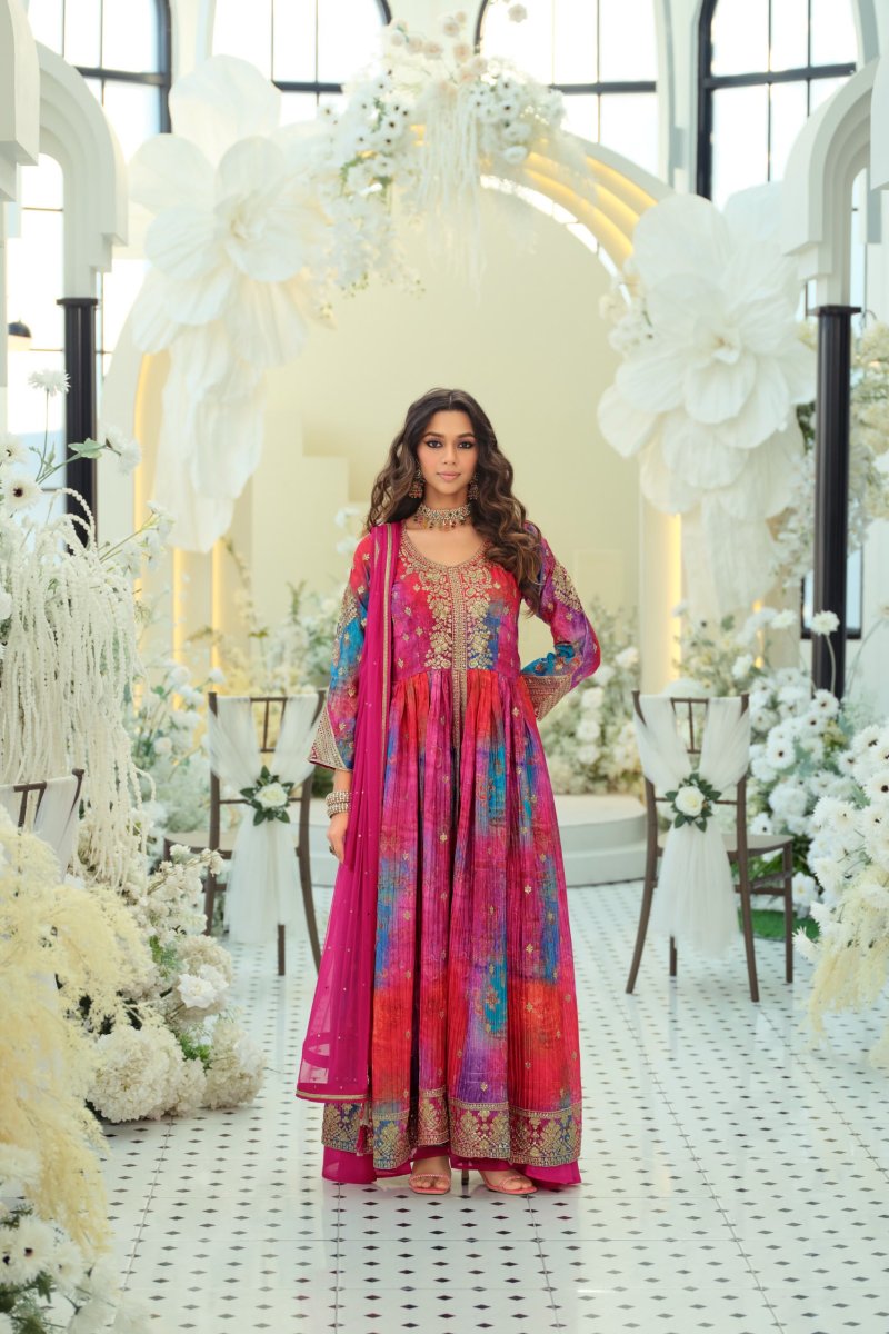 Multi Colour D 9874 By Zaveri Chinon Readymade Suits